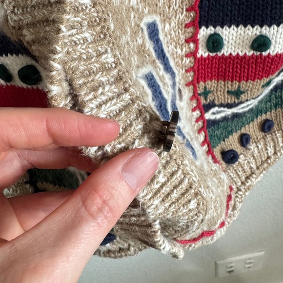 North Crest Vintage Winter Ski Mittens Gorpcore Fair Isle Cardigan Sweater L - Picture 6 of 12